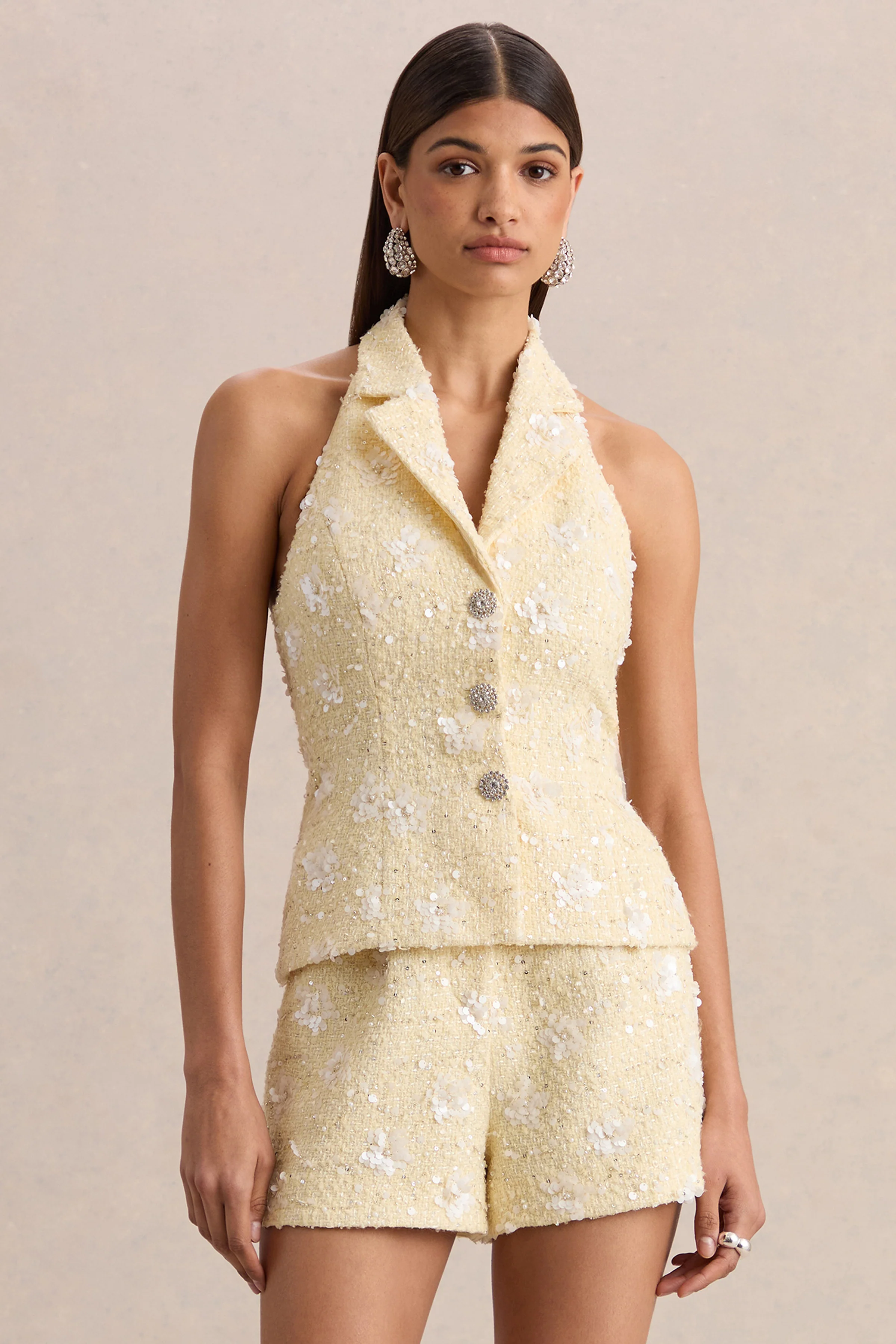 Alba | Zitronengelbes Bouclé-Crop-Top mit tiefem Ausschnitt - Image 6