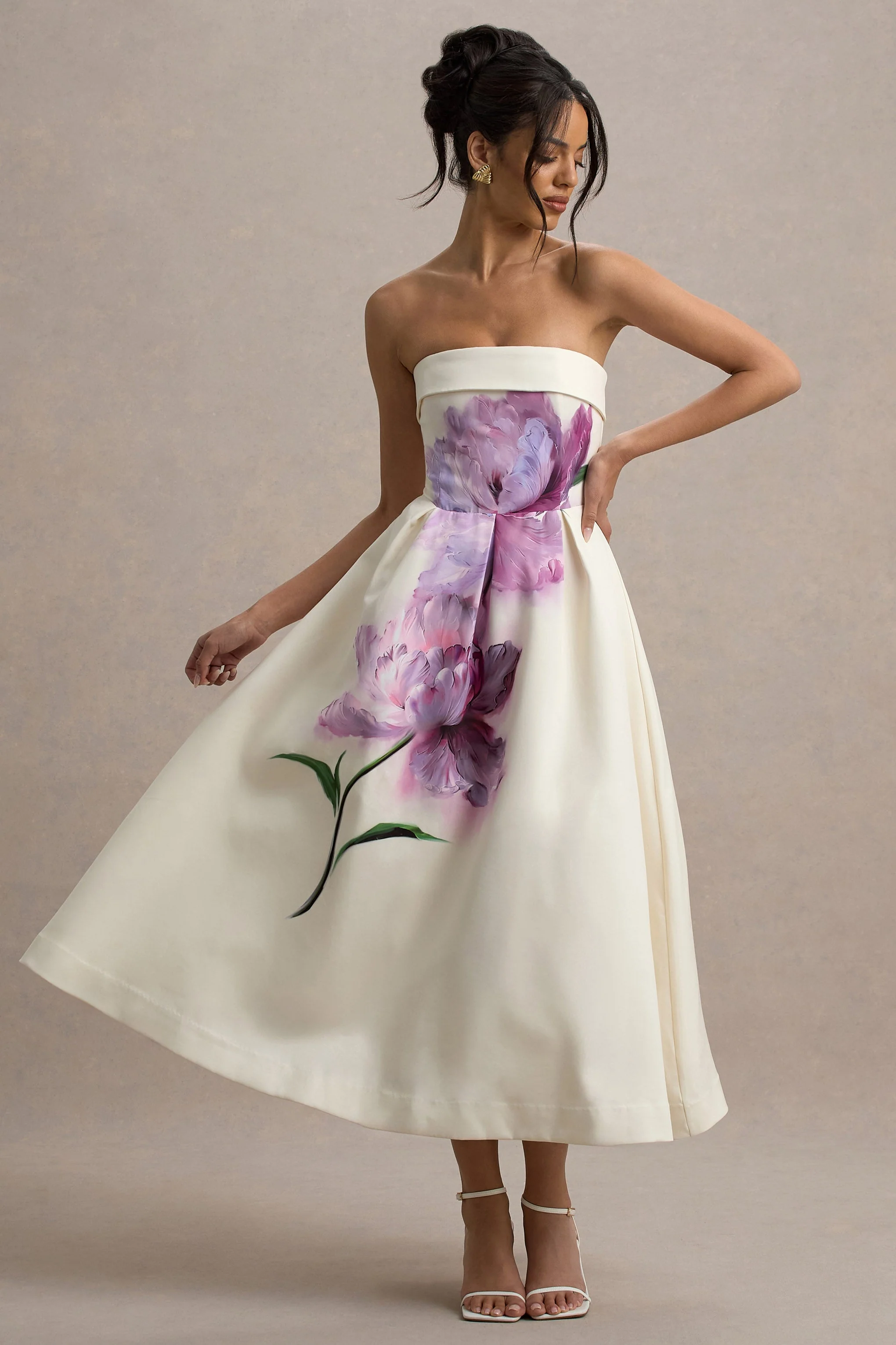 Annalise | Peony Blumenmuster Bandeau Skater Midikleid