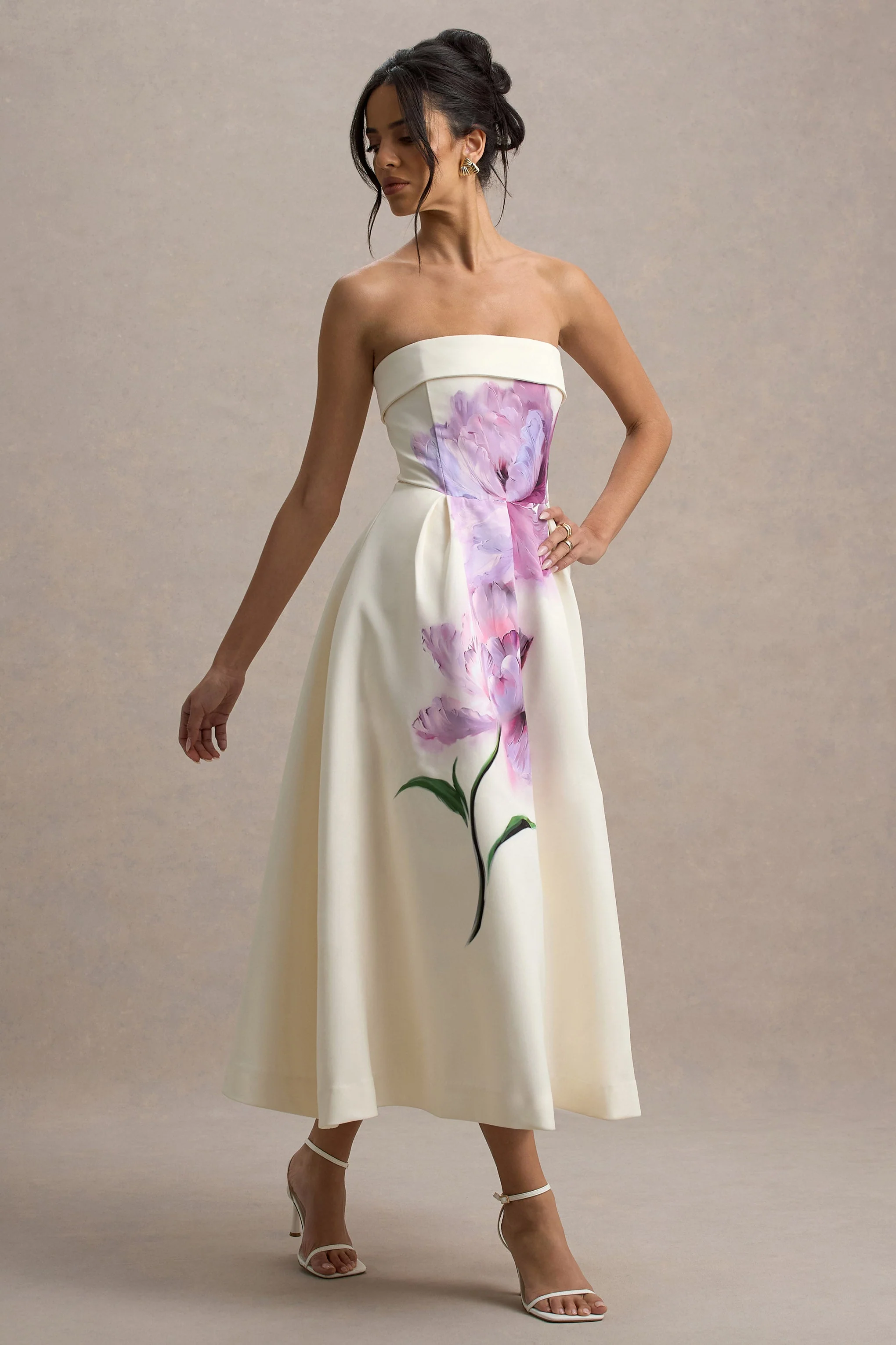 Annalise | Peony Blumenmuster Bandeau Skater Midikleid - Image 4