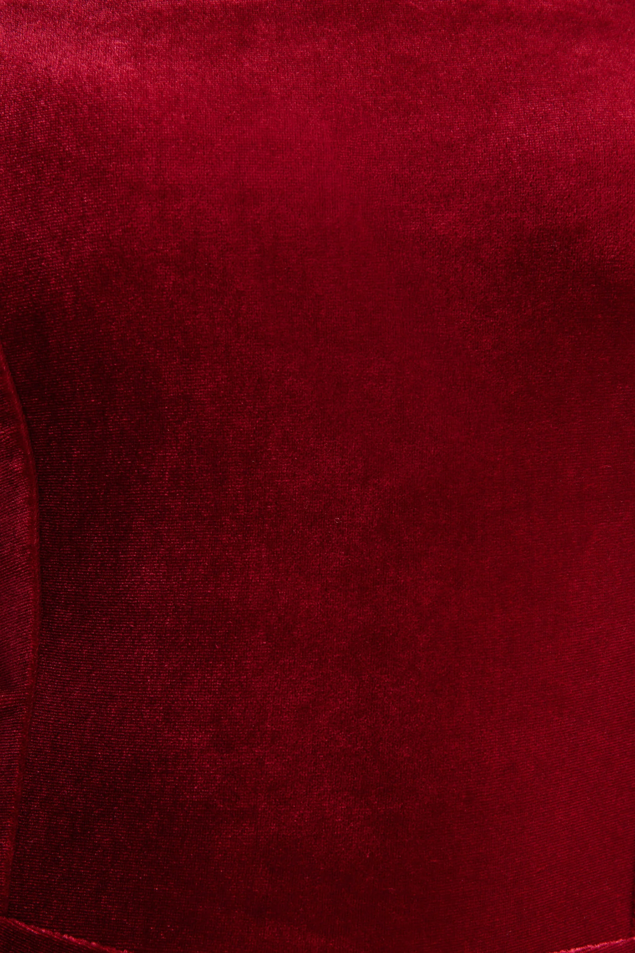 Arcane | Burgunderroter Samt-Jumpsuit mit Bandeau-Ausschnitt und Schal-Detail - Image 6