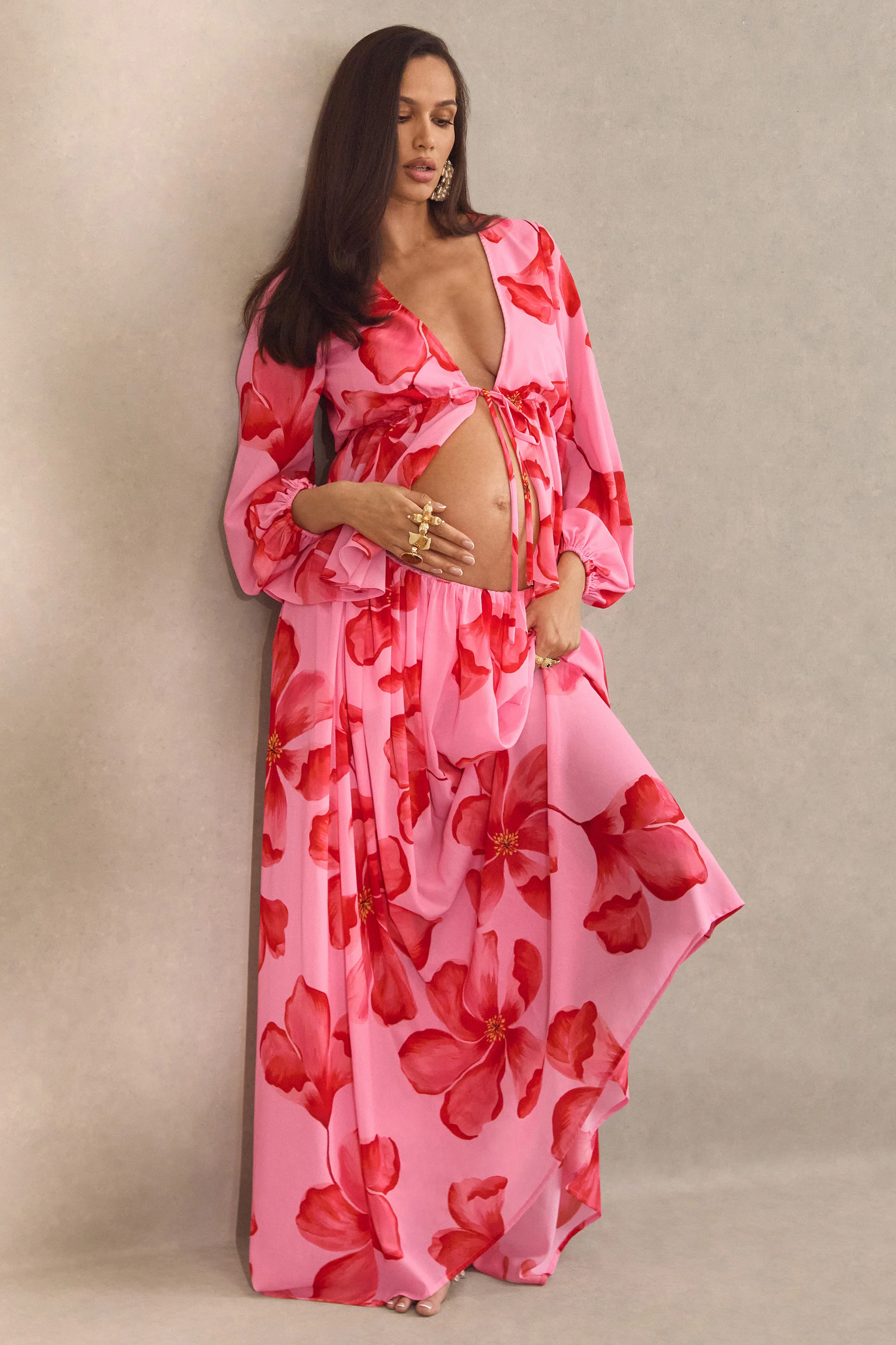 Asella | Rosa Maxirock mit Blumenprint - Image 8