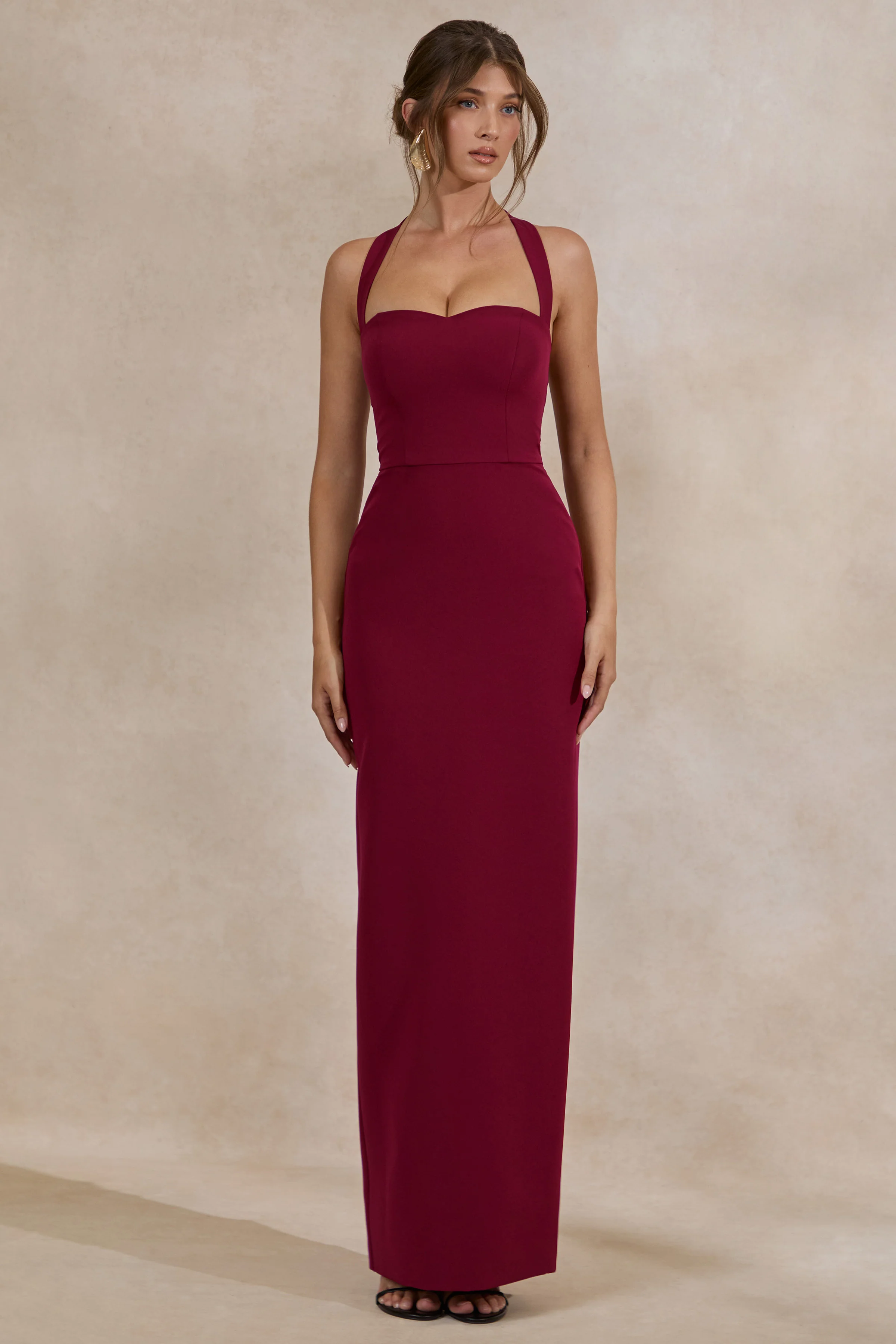 Heloira | Burgunderrotes Maxikleid mit Sweetheart-Ausschnitt - Image 3