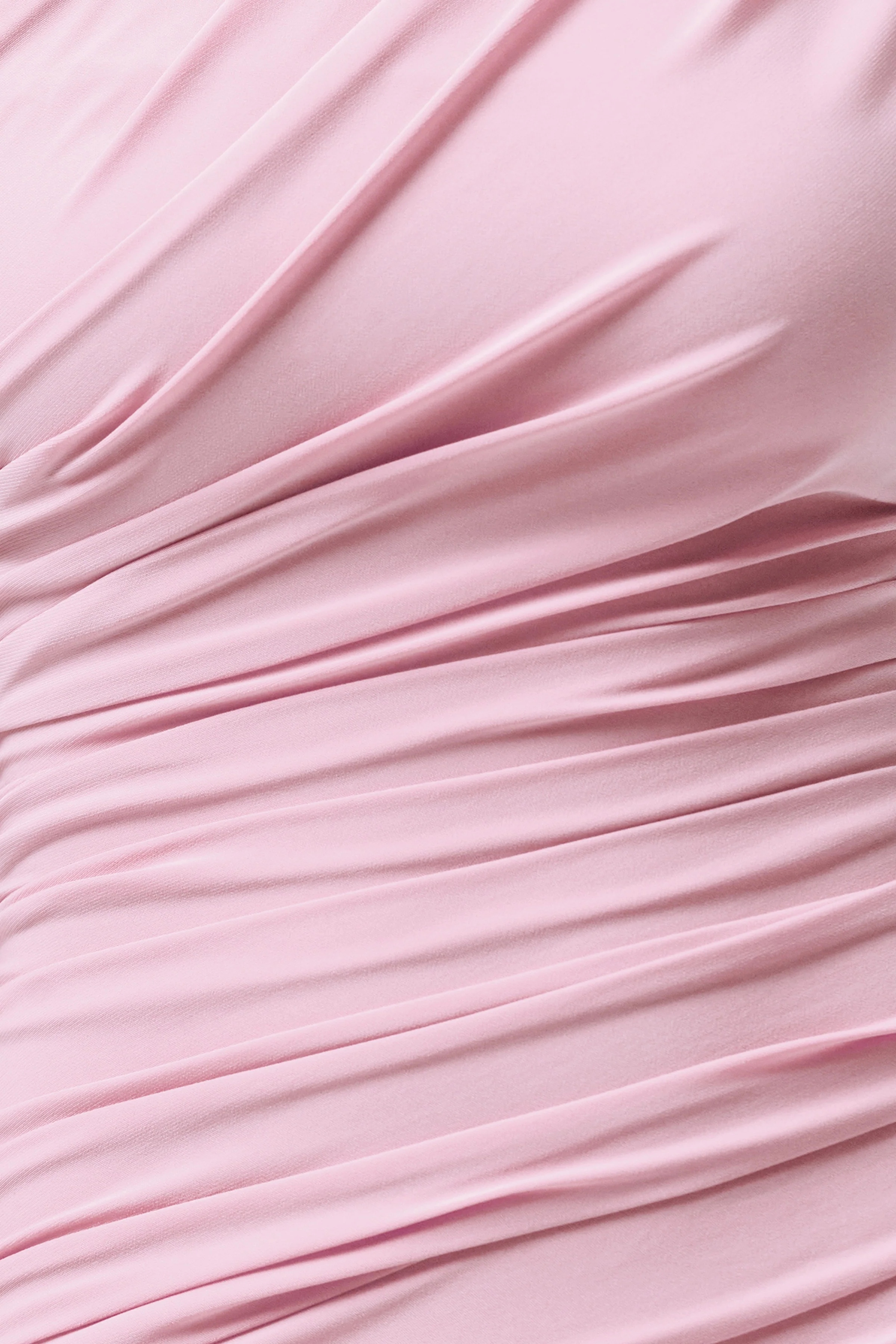 Mardi | Rosafarbenes asymmetrisches Maxikleid mit Raffungen - Image 6