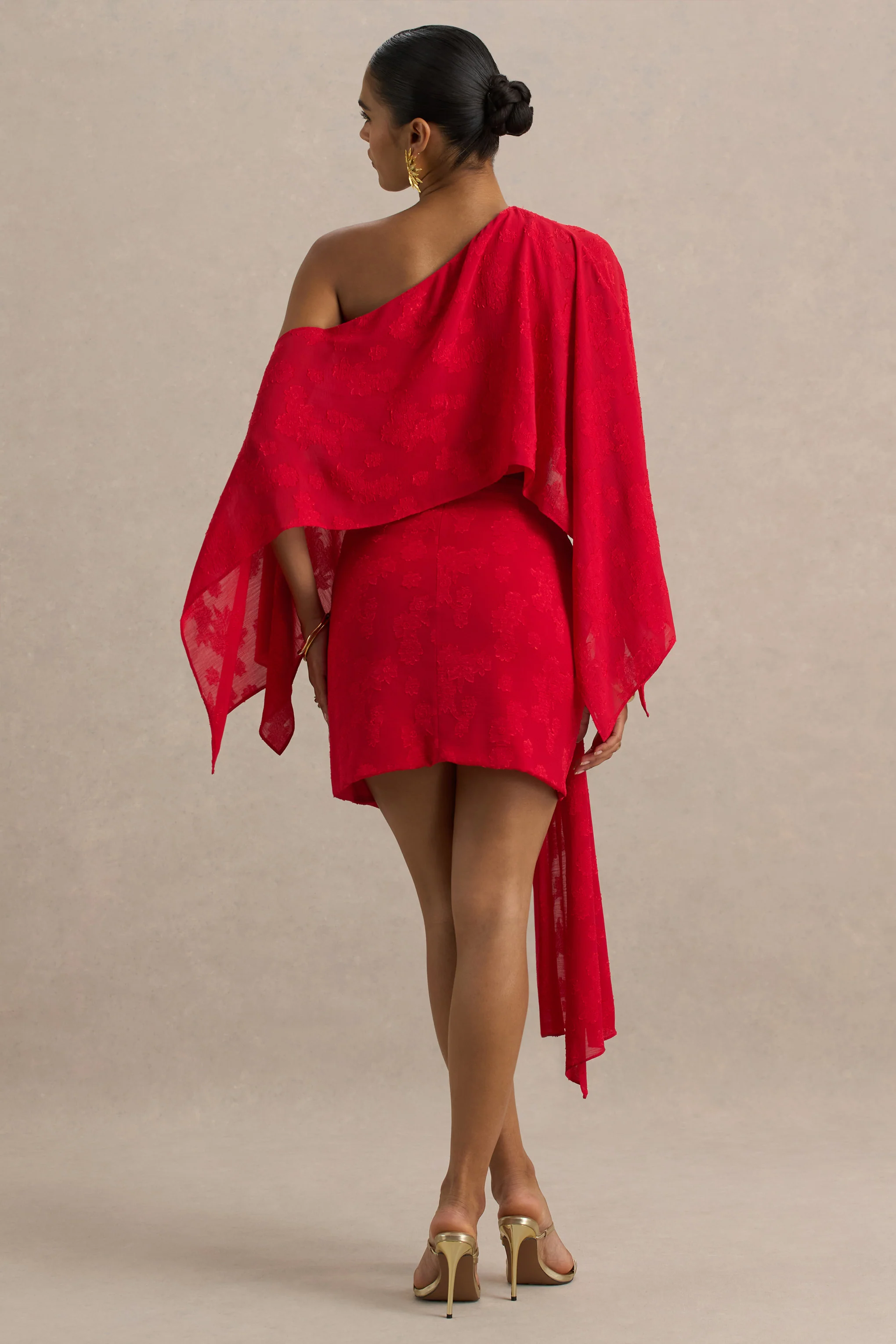 Melania | Roter Mini-Wickelrock aus Satin mit Schleife - Image 2