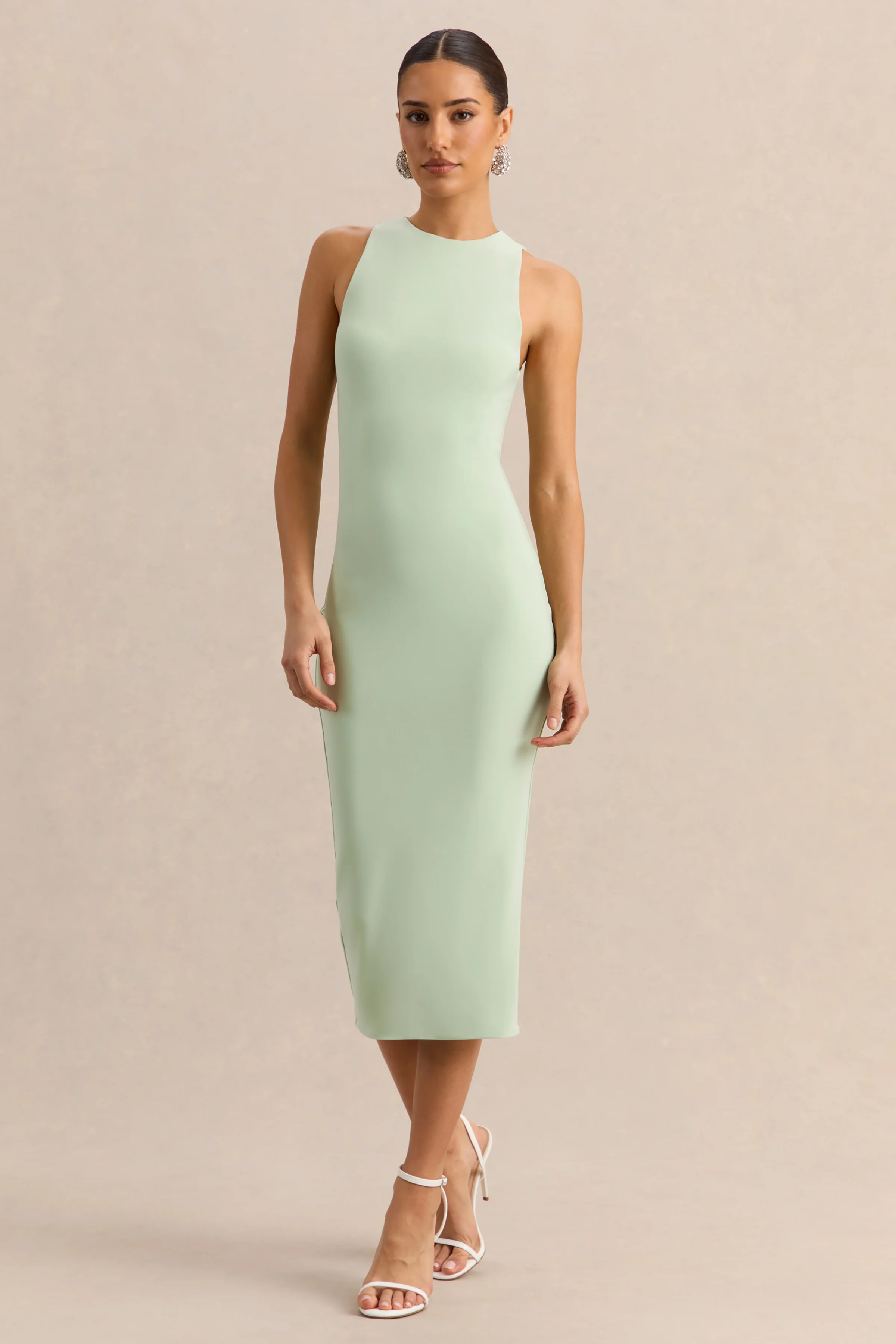 Mirana | Minzgrünes Midikleid mit hohem Ausschnitt - Image 6