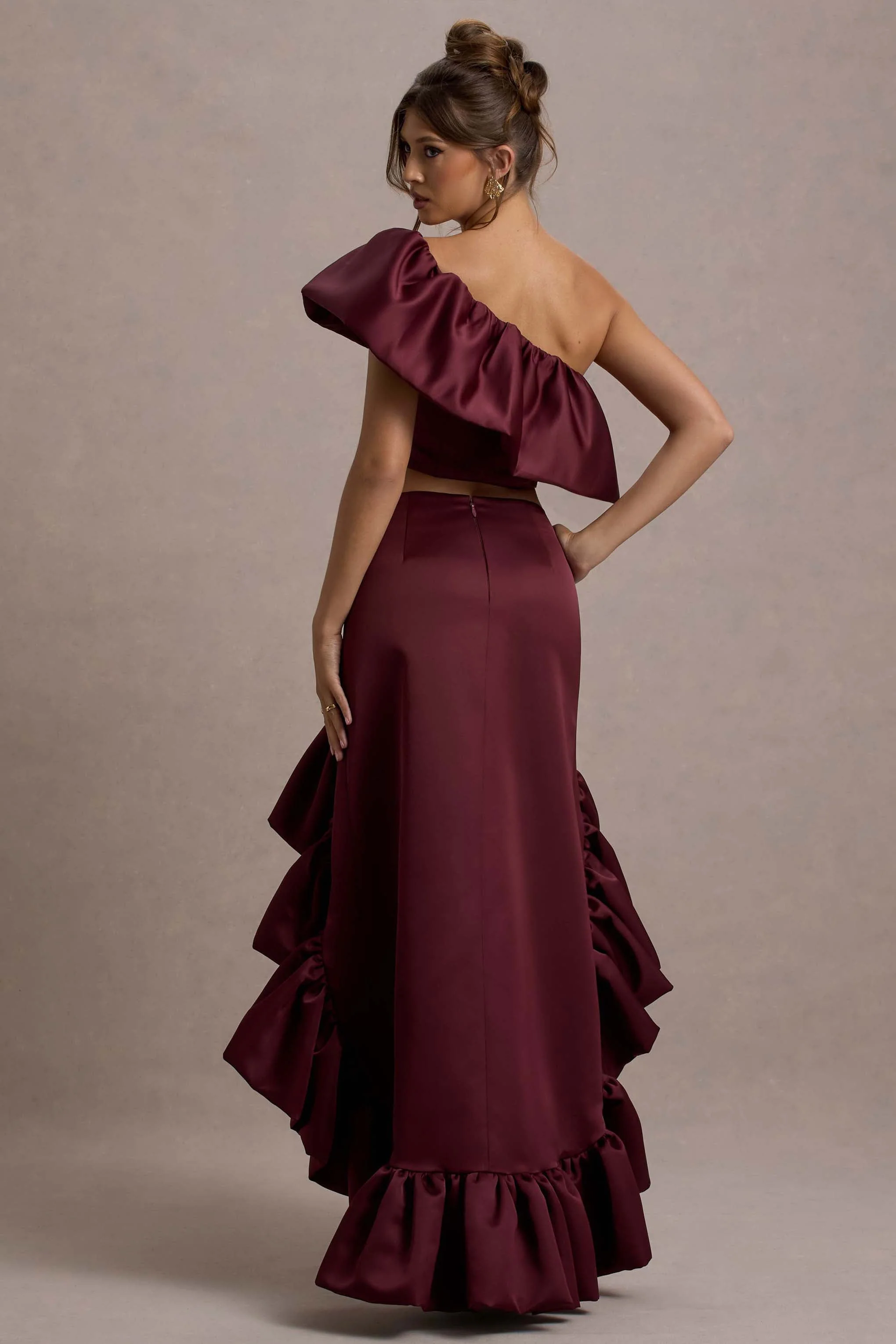 Ruby | Merlot Satinhigh-low Maxirock - Image 2