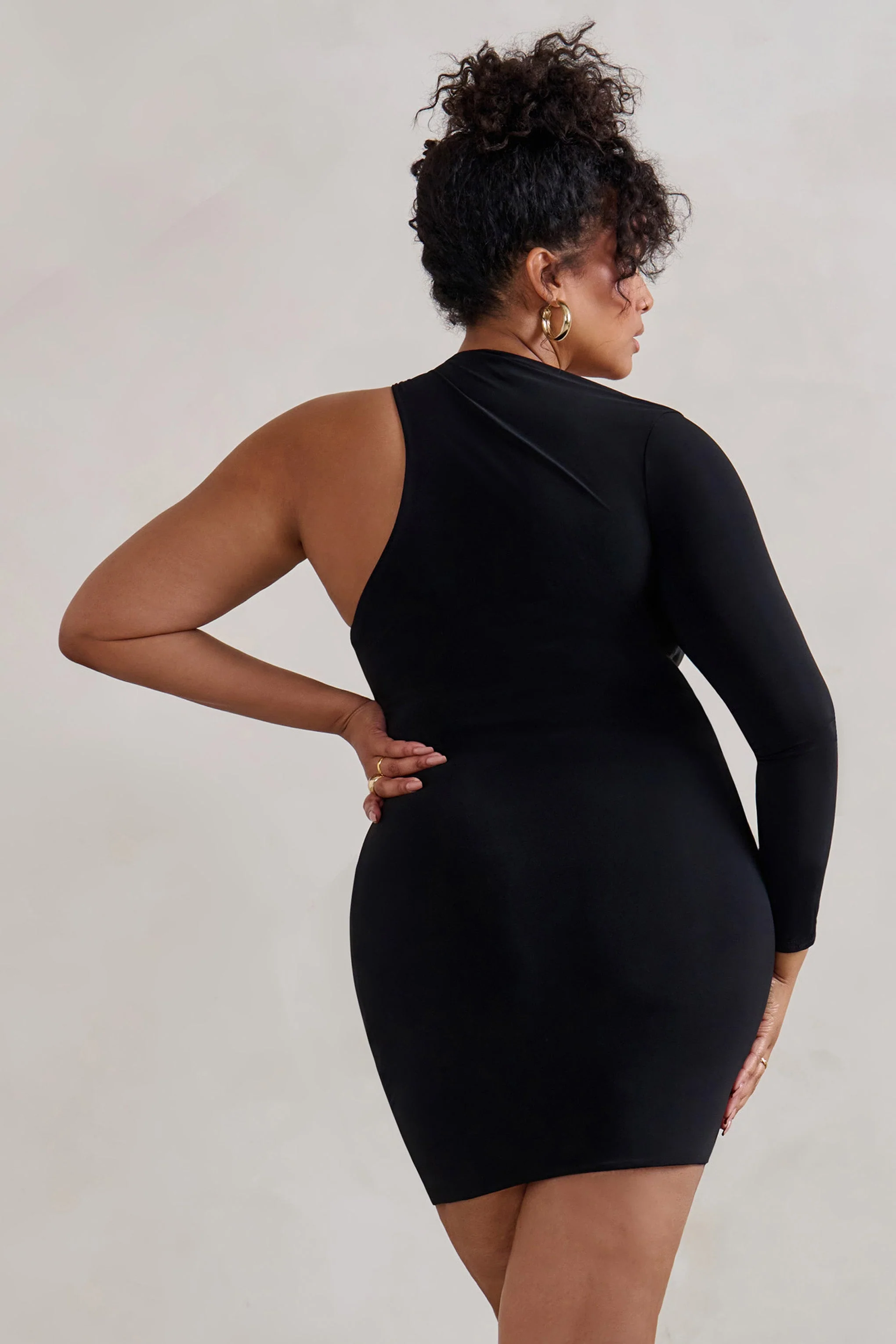 Siren | Schwarzes One-Shoulder Bodycon-Minikleid - Image 7