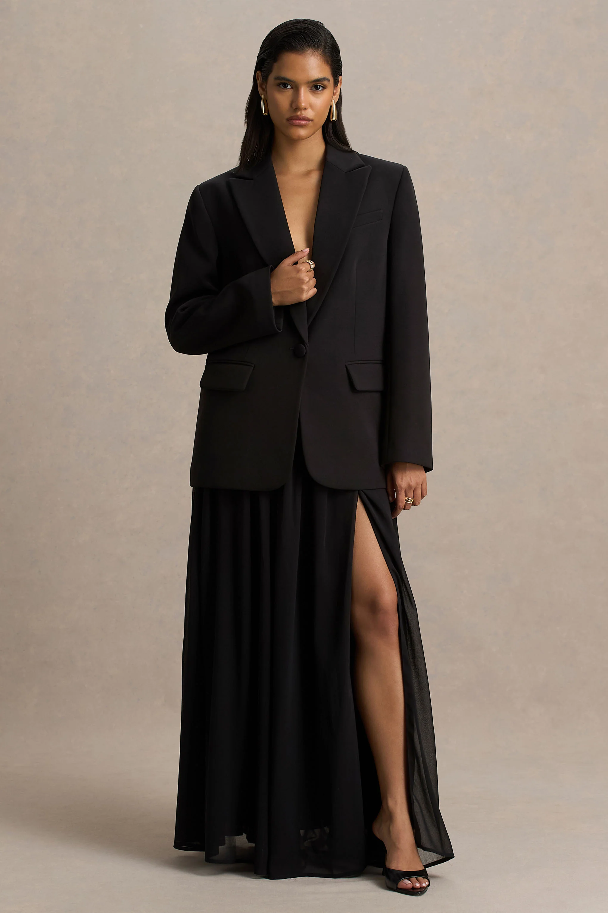 Spencer | Schwarzer Maxirock aus Chiffon mit Faltenwurf