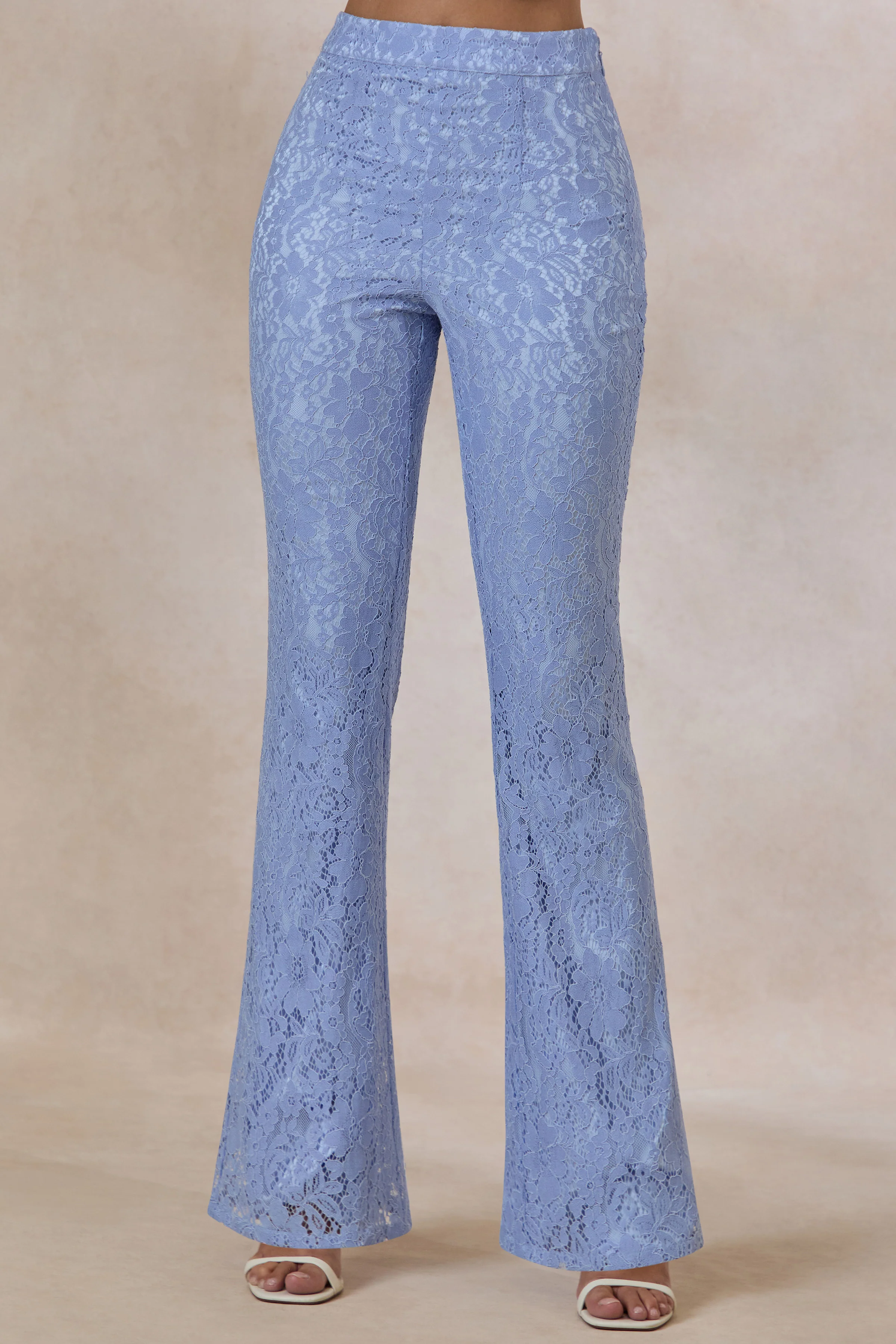 Tessara | Puderblaue Hose aus Spitze mit geradem Bein - Image 4