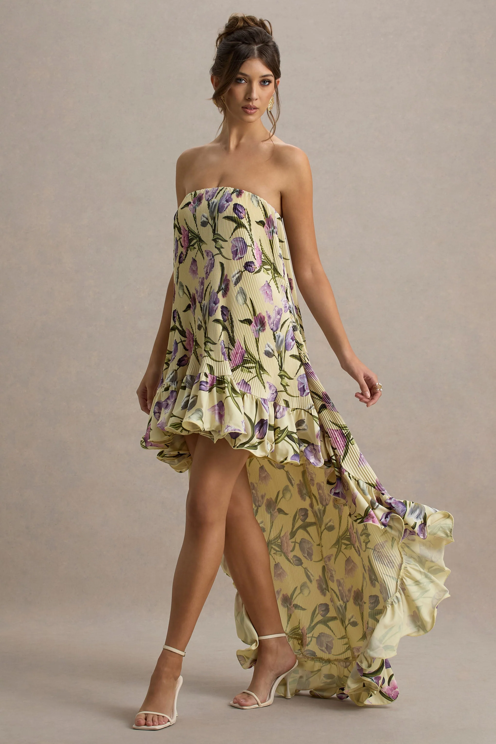 Whistler | Maxikleid aus Chiffon mit Tulpenblumenprint, Bandeau-Ausschnitt, Rüschen und High-Low-Saum - Image 2