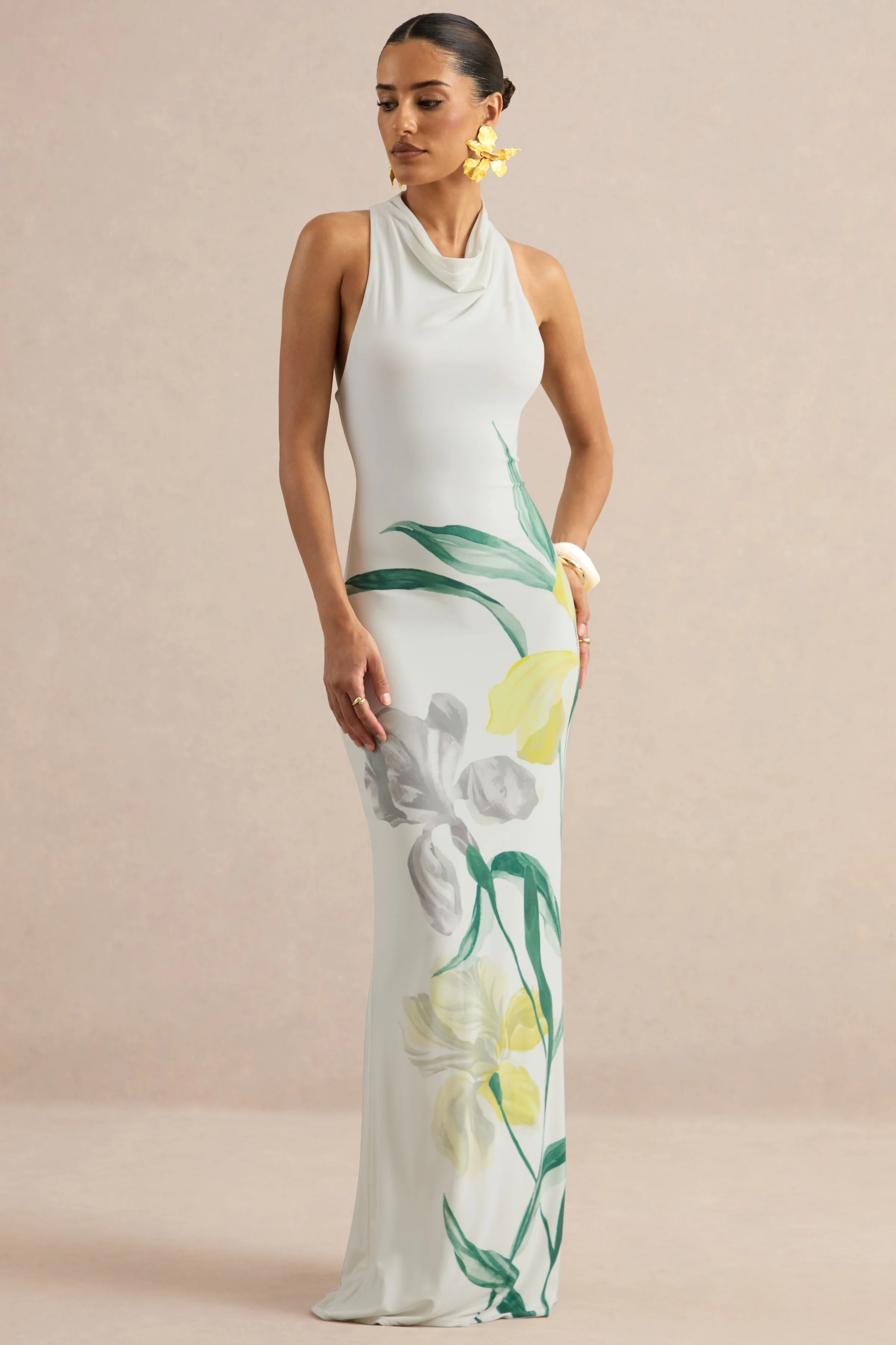 Wilber | Maxikleid mit Zitronenblütenmuster und hohem Ausschnitt - Image 6